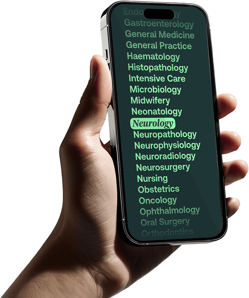 Smartphone with list of expert disciplines
